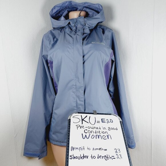 Columbia Women's Purple Gray Arcadia II Hooded Terrain Rain Jacket Size M - Picture 16 of 16